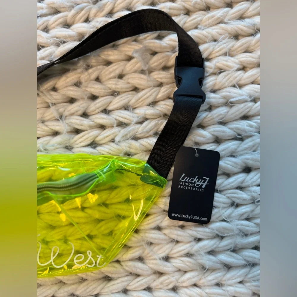 NWT Lucky 7 Brand Neon Yellow “Love key west” belt bag - never used
